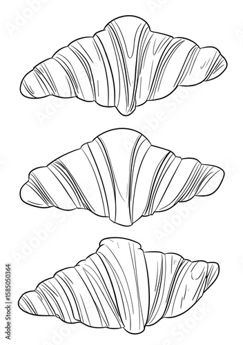 Simple line art of a minimalistic tattoo design of croissants  