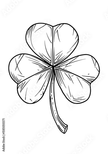 Four-leaf clover illustration in minimalistic style on white background  