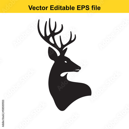 A majestic deer silhouette with large antlers