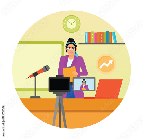 Life Coach Training. Entrepreneur Presenting at Online Conference.