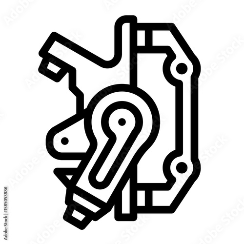 Single bicycle part icon line style clean outline abstract gear mechanic symbol simple shape modern minimal versatile for garage bike maintenance workshop