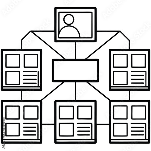 Vector art of a diagram illustrating a hierarchical organizational structure