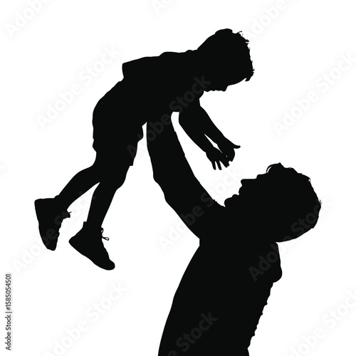 Vector silhouettes of a man and woman, illustrating a loving couple or family