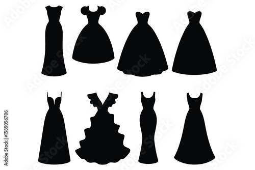 Elegant black dresses silhouettes evening gowns formal wear