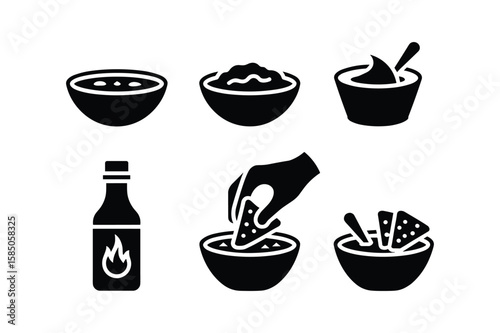 Black silhouette icons of food and drink items vector