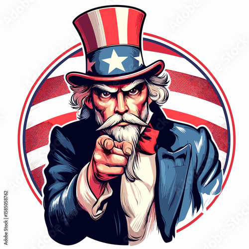 Man. Independence Day 4th of July American Flag Cute Cartoon Mascot Clipart Line Art Vector Illustration. Male individual existence human being grown-up person fellow.