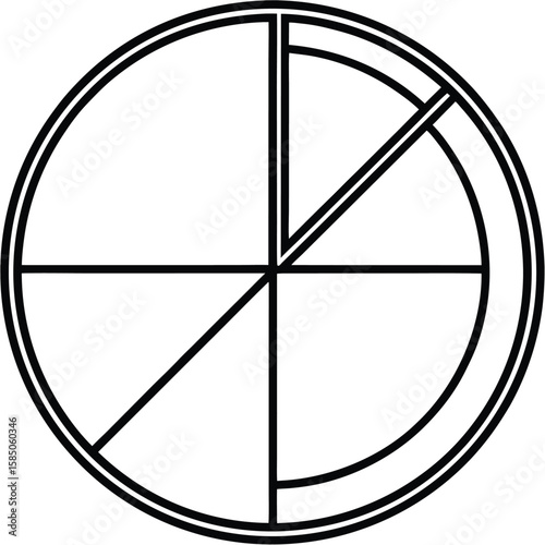 Vector art of a circular graphic design with geometric divisions and segments