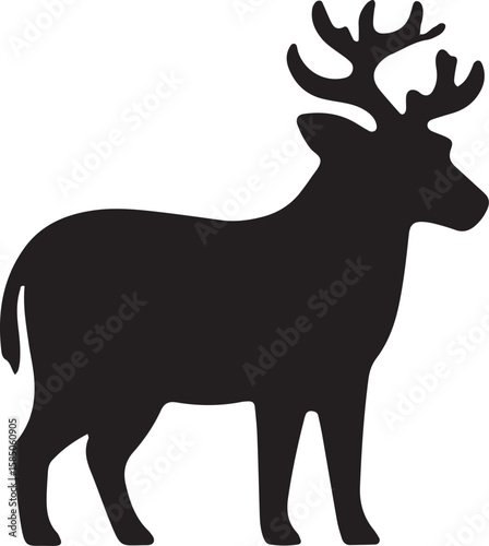 Stag deer silhouette vector illustration, capturing the elegant profile of a wild animal, ideal for nature-themed designs, wildlife art, and outdoor branding