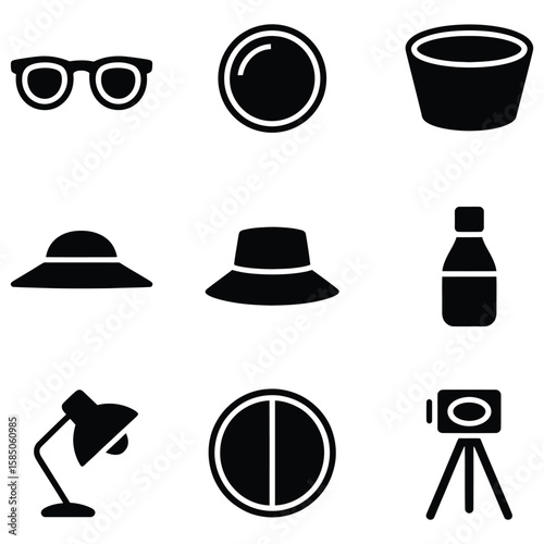 Various objects and accessories sunglasses lens