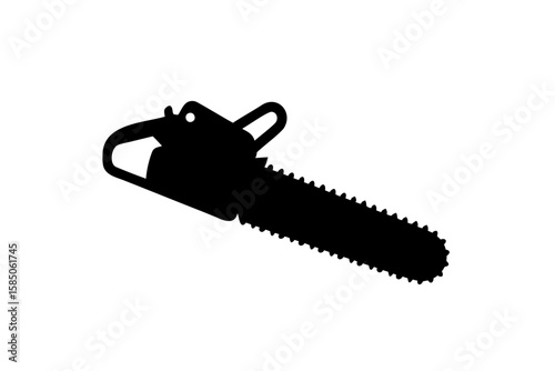 Chainsaw silhouette vector, Chain saw black icon vector illustration