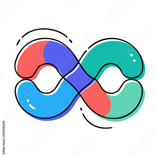 Abstract background with dotted metabolic pattern, vector illustration. Geometric texture in the form of infinity.