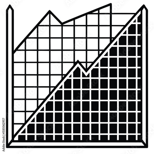 Vector art of a line graph showing upward and downward trends on a grid