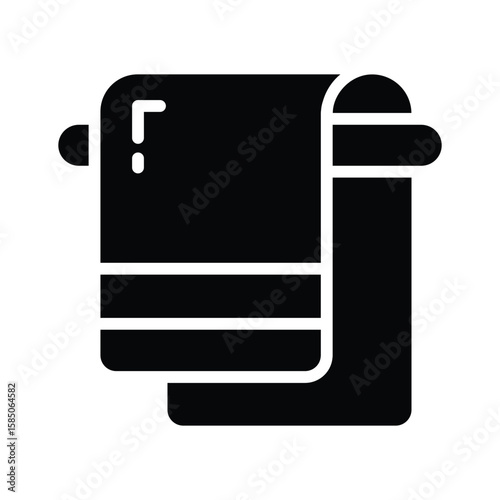 A trendy glyph icon of folded towel on rack