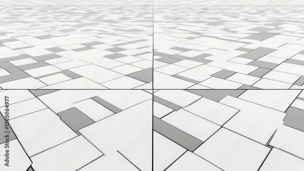 Abstract geometric pattern of interlocking white and gray squares