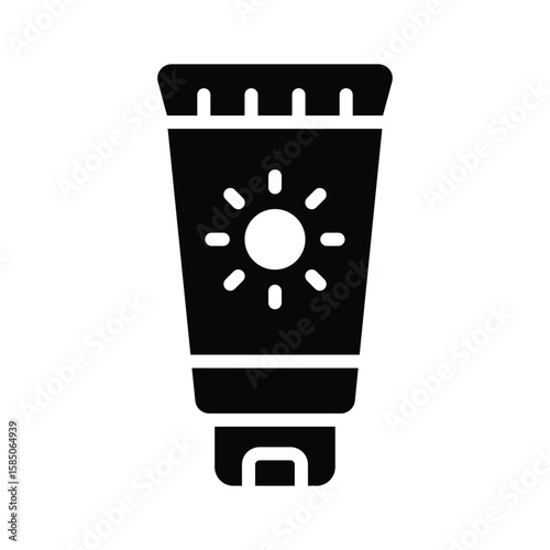 A premium glyph icon of sunscreen bottle