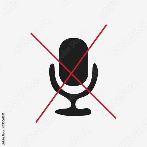 The vector illustration of the microphone mute icon shows that the microphone has been turned off and will not pick up sound.