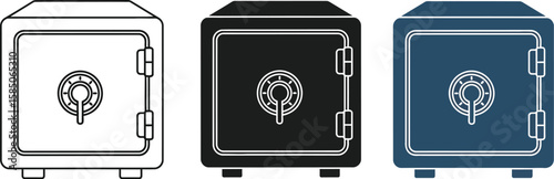 Three stylized safes are displayed, icons representing security, storage, and protection for business, finance, and personal assets.