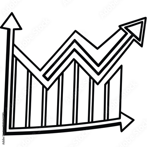 Vector art of upward trending graph with arrows indicating business growth
