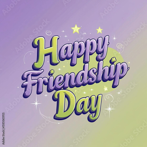 Photo of happy friendship day wishes with decorative lettering and stars