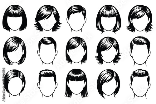 Diverse hairstyles for men and women haircuts black and white