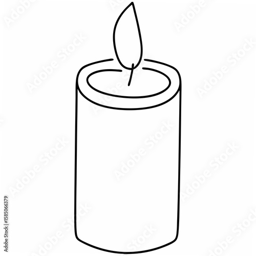 Simple line drawing of a lit candle flame burning