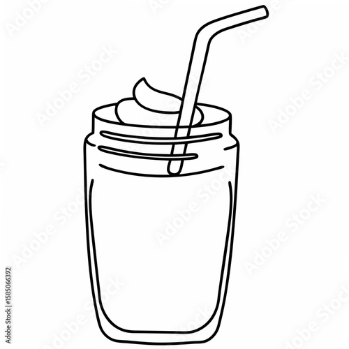 Smoothie with whipped cream and straw drink beverage