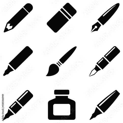Drawing and writing tools collection pencil eraser