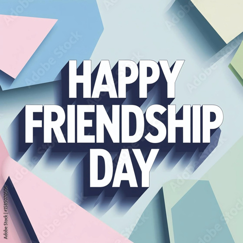 Photo of happy friendship day wishes with colorful geometric shapes background