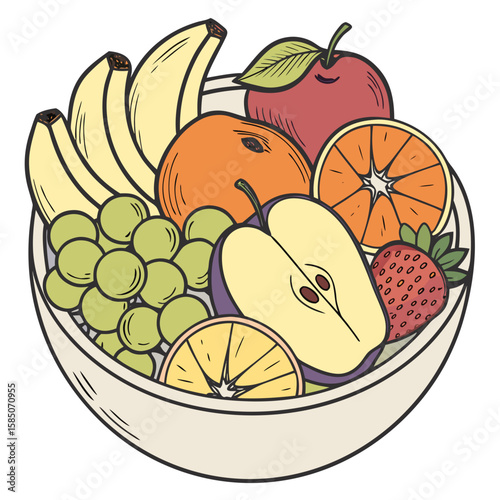 Top-View Fruit Vector – Realistic Mixed Fruits AI Illustration from Above