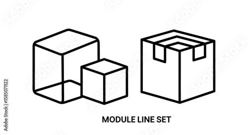 Module Line Set Vector Icon | Geometry, design, cube, structure, shape, construction, modularity, perspective