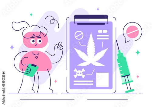 Narcologist Vector Illustration Featuring Drug Addiction Awareness and Issues Related to Alcohol and Tobacco in Healthcare with a Cute Flat Background