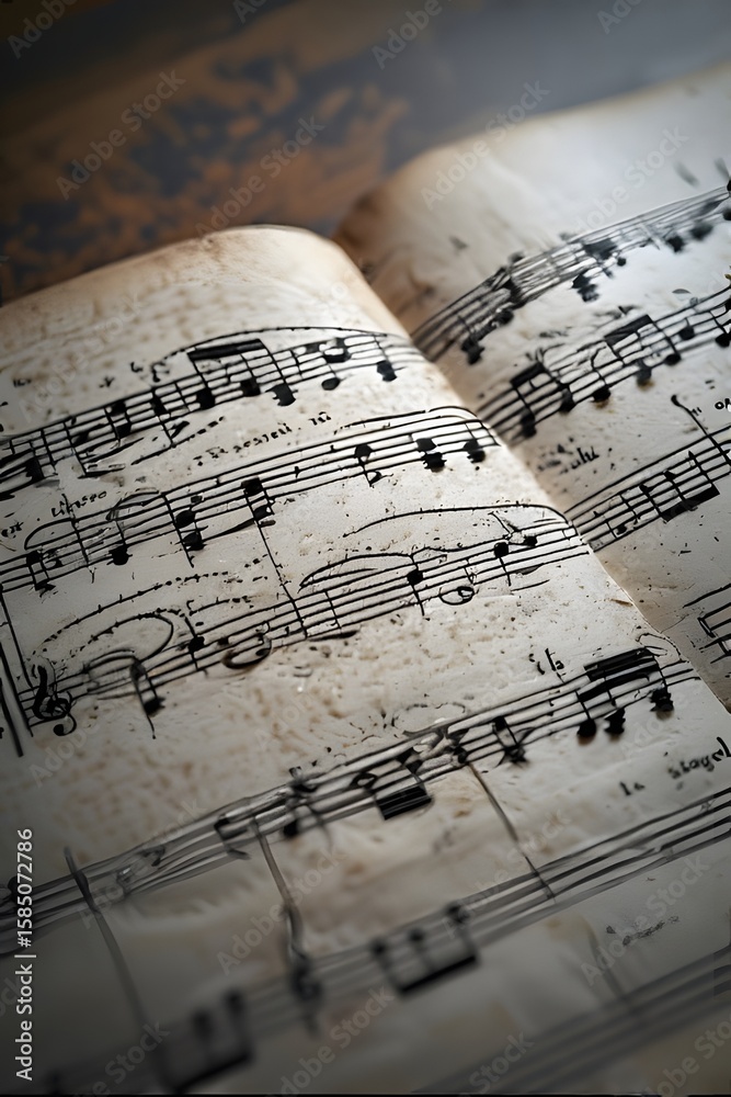 Fototapeta premium ia generated. Artistic design with swirling musical notes on white background, perfect for music, creativity, or editorial design themes. 