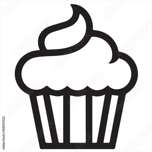 Silhouette Style Vector Cupcake Muffin Logo Design – Bakery Dessert Icon for Pastry Shop Branding, Cafe Menus, Sweet Treat Packaging, Food Blog Graphics, and Confectionery Marketing Materials