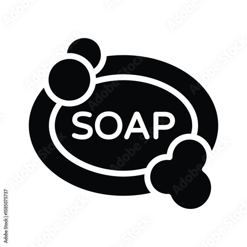 A well crafted glyph icon of bar soap with bubbles