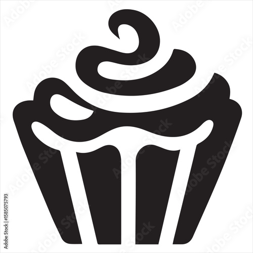 Silhouette Style Vector Cupcake Muffin Logo Design – Bakery Dessert Icon for Pastry Shop Branding, Cafe Menus, Sweet Treat Packaging, Food Blog Graphics, and Confectionery Marketing Materials