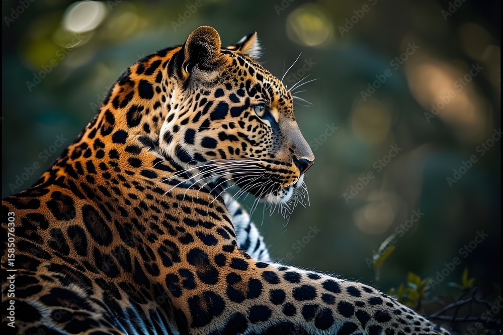 Obraz premium ia generated. close up of a leopard. close up of a jaguar. portrait of a leopard. portrait of a bengal tiger