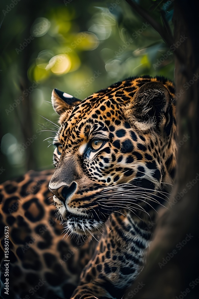 Obraz premium ia generated. close up of a leopard. close up of a jaguar. portrait of a leopard. portrait of a bengal tiger