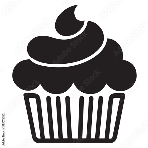 Silhouette Style Vector Cupcake Muffin Logo Design – Bakery Dessert Icon for Pastry Shop Branding, Cafe Menus, Sweet Treat Packaging, Food Blog Graphics, and Confectionery Marketing Materials
