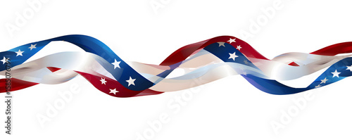 Flying Ribbon with Mini Stars and Stripes in Centered Vector Layout Isolated to Transparent Background