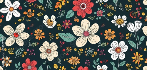 Wallpaper Mural Universal hand-drawn floral doodles; seamless patterns for home decor, cards, & abstract designs,  seamless,  graphic Torontodigital.ca