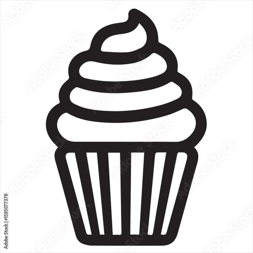Silhouette Style Vector Cupcake Muffin Logo Design – Bakery Dessert Icon for Pastry Shop Branding, Cafe Menus, Sweet Treat Packaging, Food Blog Graphics, and Confectionery Marketing Materials