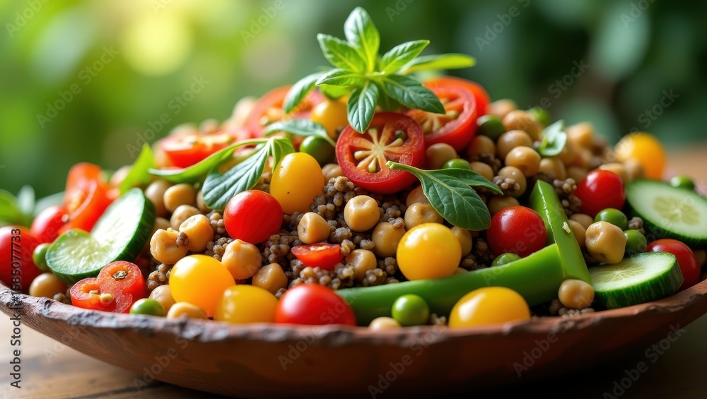 Colorful vegetable and legume salad in a bowl. Colorful vegetable and legume salad in a bowl.