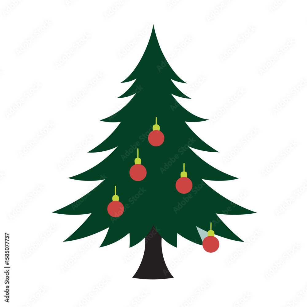 Obraz premium Rustic Pine Tree With Hanging Ornaments