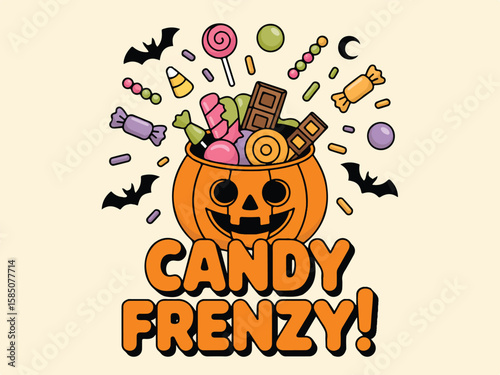 Candy Frenzy Halloween Pumpkin with Bats & Sweets Explosion

