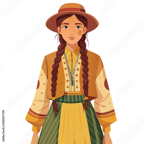 Elegant woman in a stylish cowboy hat, embodying fashion and beauty in a traditional or glamorous style