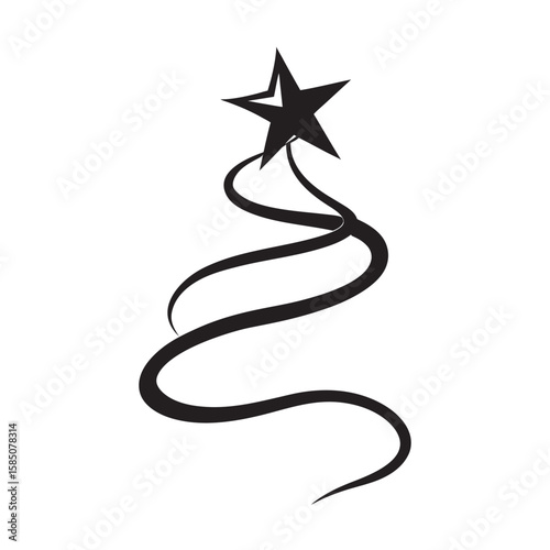 Star Topper Ribbon On Christmas Tree