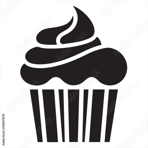 Silhouette Style Vector Cupcake Muffin Logo Design – Bakery Dessert Icon for Pastry Shop Branding, Cafe Menus, Sweet Treat Packaging, Food Blog Graphics, and Confectionery Marketing Materials
