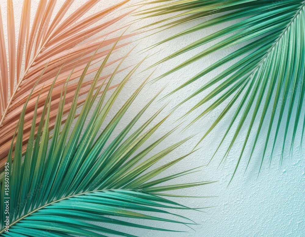 Obraz premium Colorful fronds and delicate texture creating a serene tropical backdrop