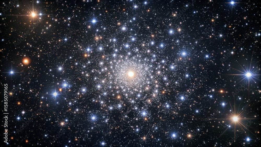 Fototapeta premium Photo of an aweinspiring view of a dense star cluster, a brilliant concentration of countless stars shimmering with light against the infinite darkness of the cosmos