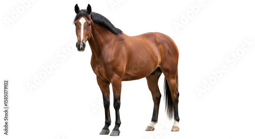 Isolated Brown Horse Standing